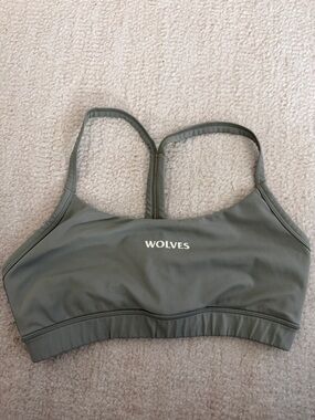 Darc Sport Olive Green Racerback Bra with Wolves Logo